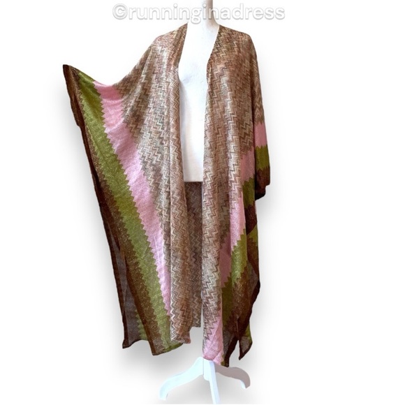 NWOT Free People Cairo Shimmer Chevron Kimono Size One Size In Color Multi - Picture 3 of 12